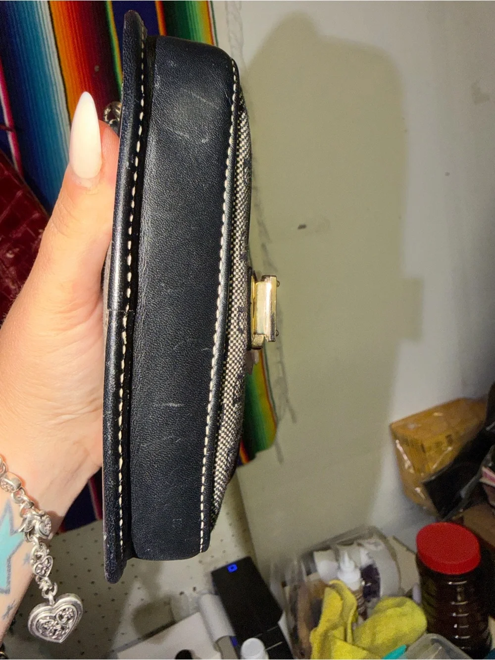 Dooney & Bourke Black Logo Wristlet Clutch with Gold Hardware